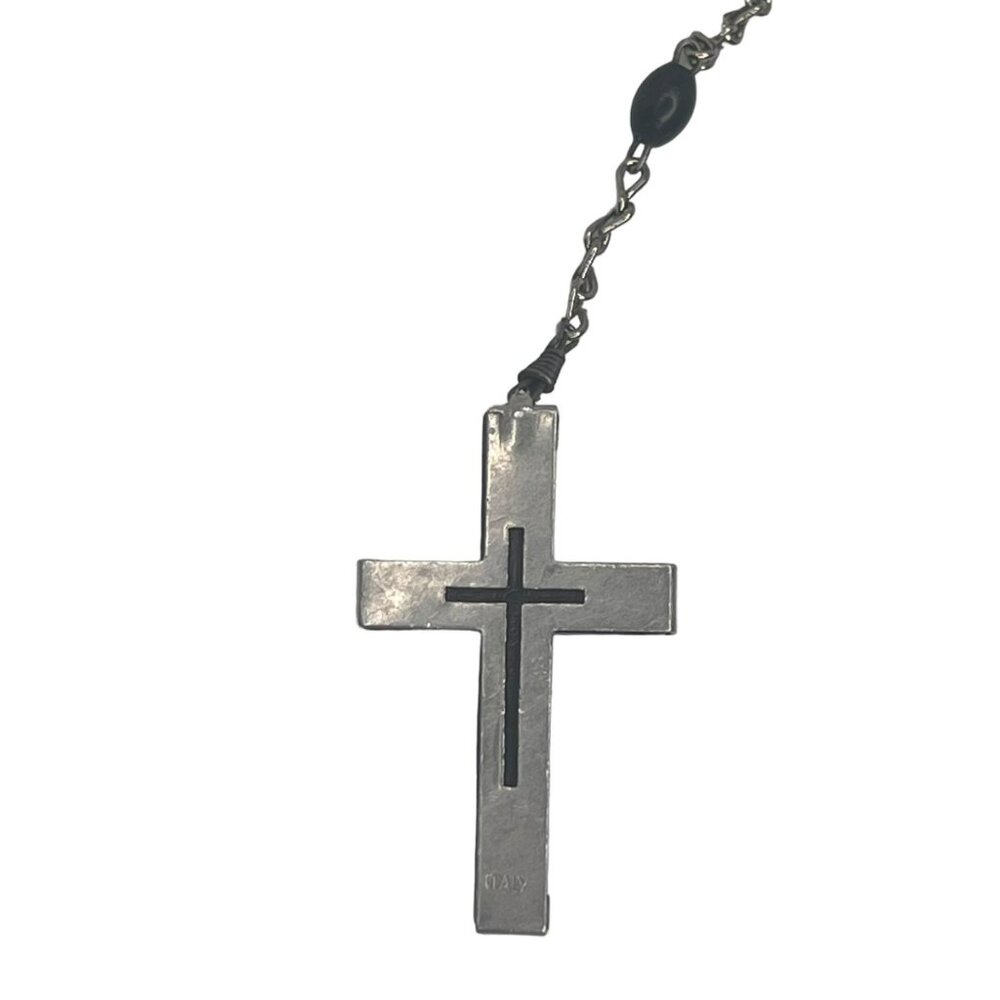 Vintage Traditional Black Beaded Rosary Beads INRI Prayer 20 in - Picture 4 of 5
